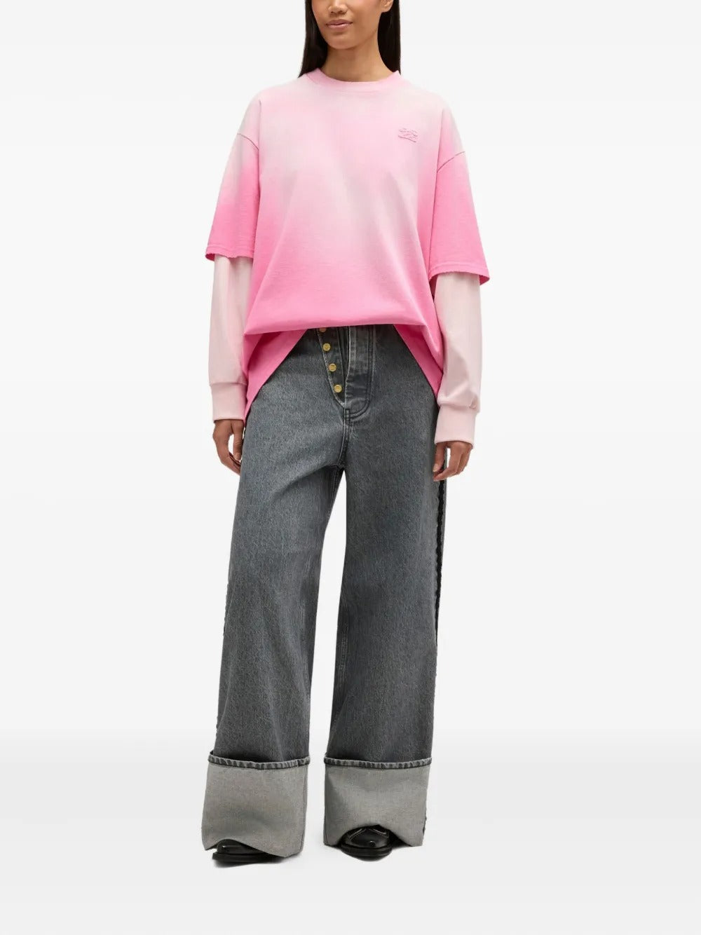 GANNI-Heavy Cotton Jersey Longsleeve Washed Effect-