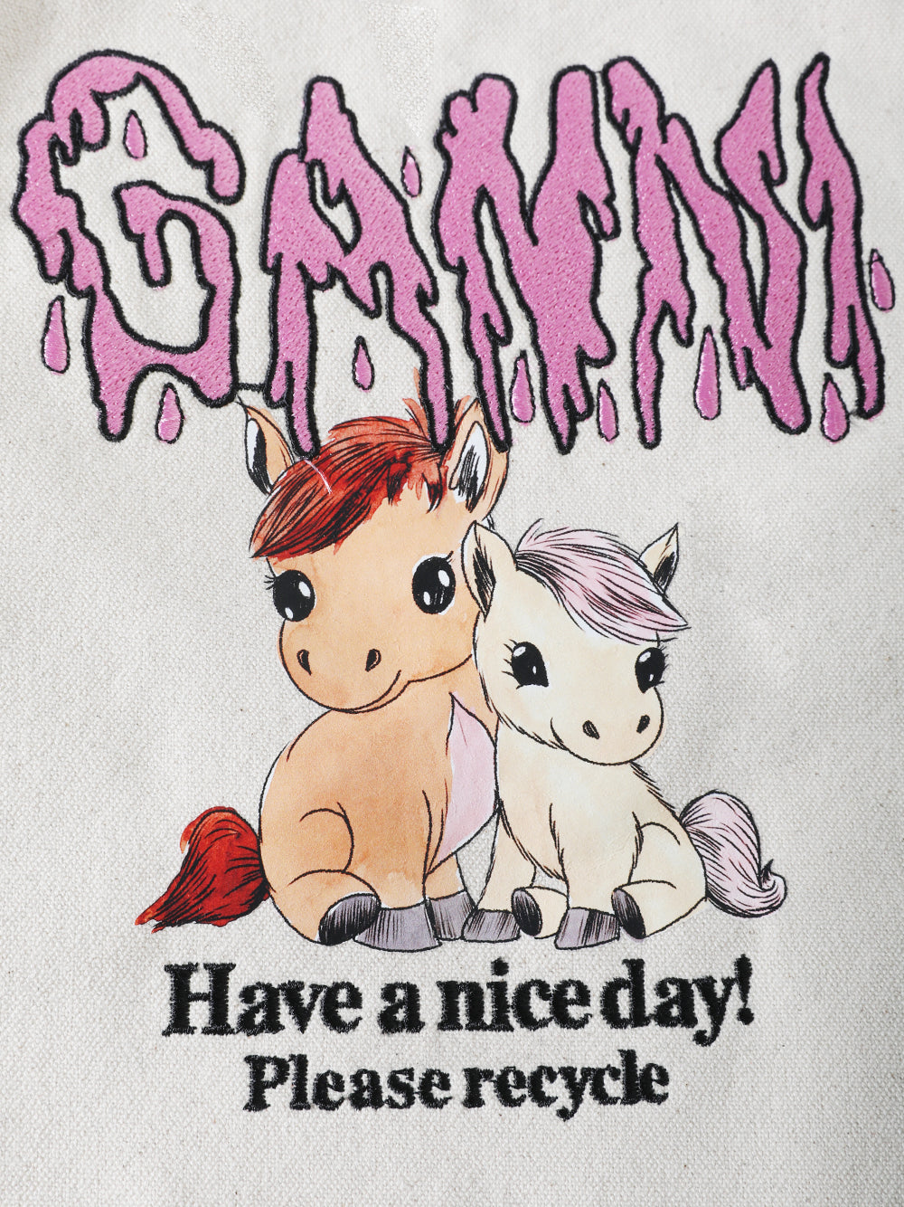 GANNI-Large Easy Shopper Pony Printed-