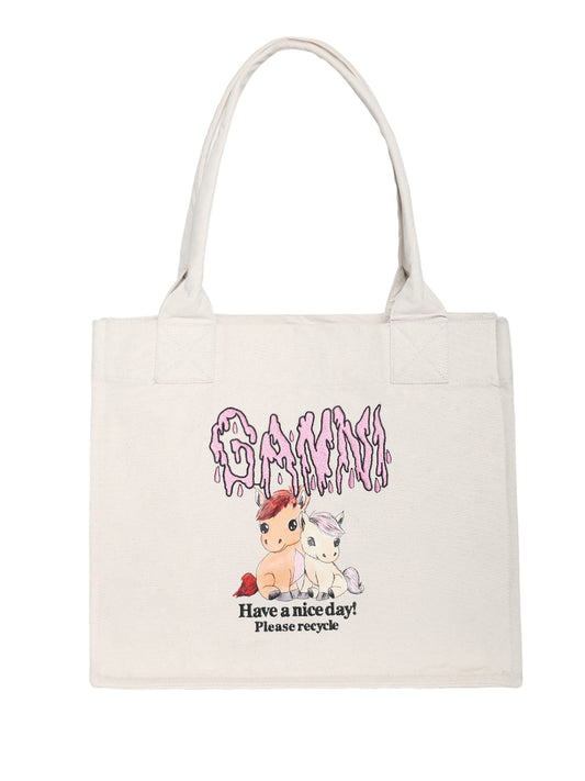GANNI-Large Easy Shopper Pony Printed-