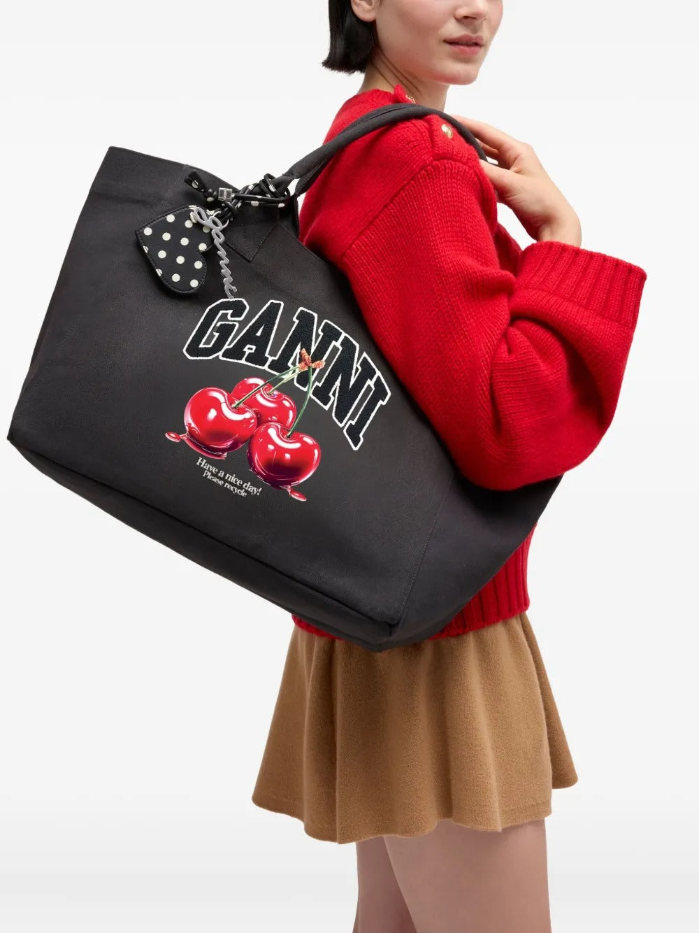 GANNI-Medium Trapeze Shopper Cherry printed-