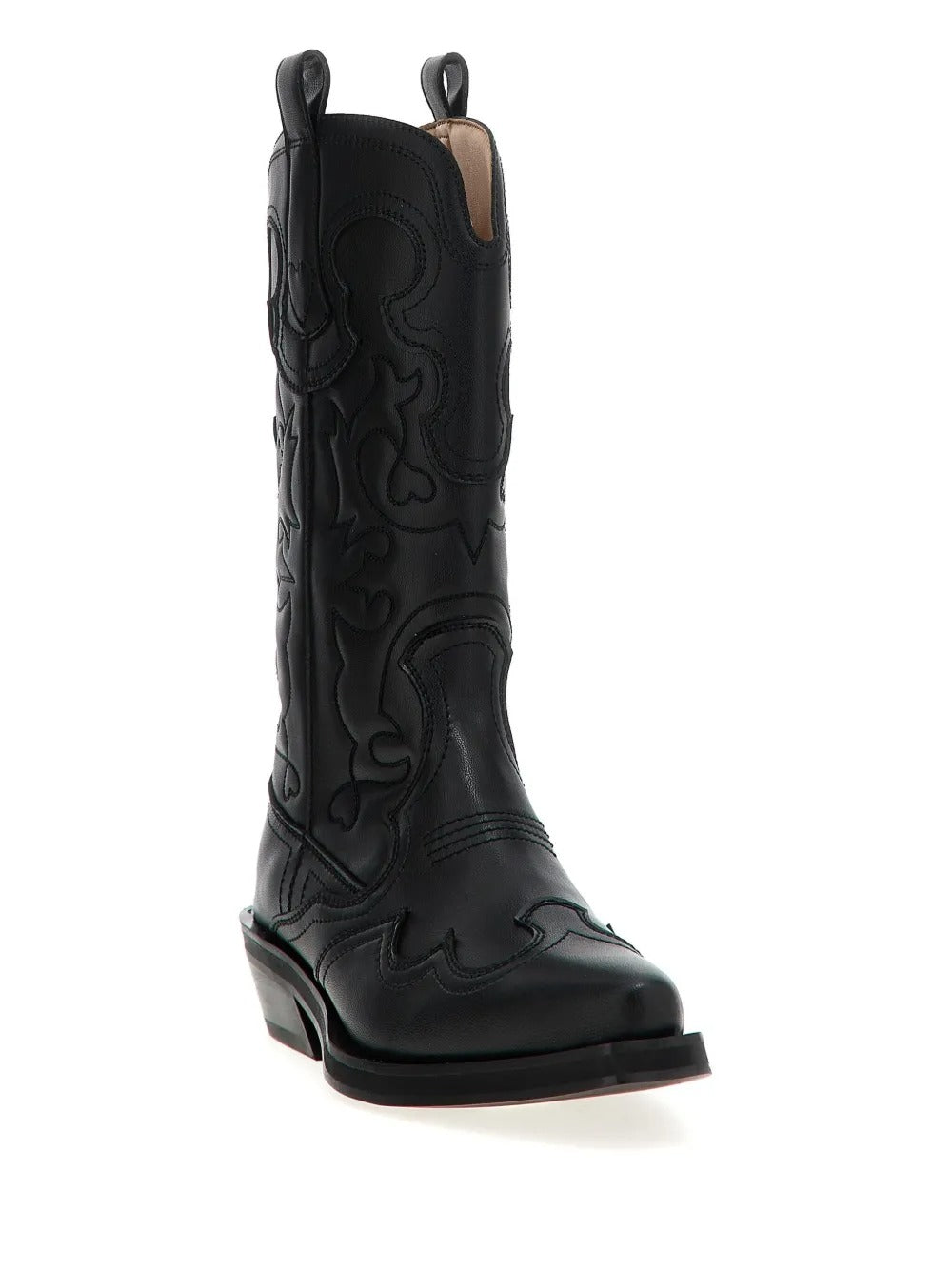GANNI-Mid Shaft Embroidered Western Boot-