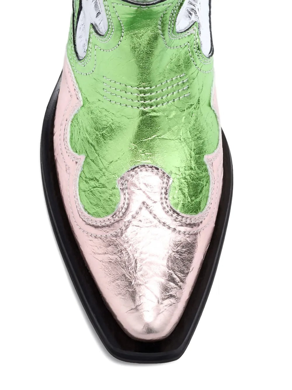 GANNI-Mid Shaft Embroidered Western Metallic Mix-