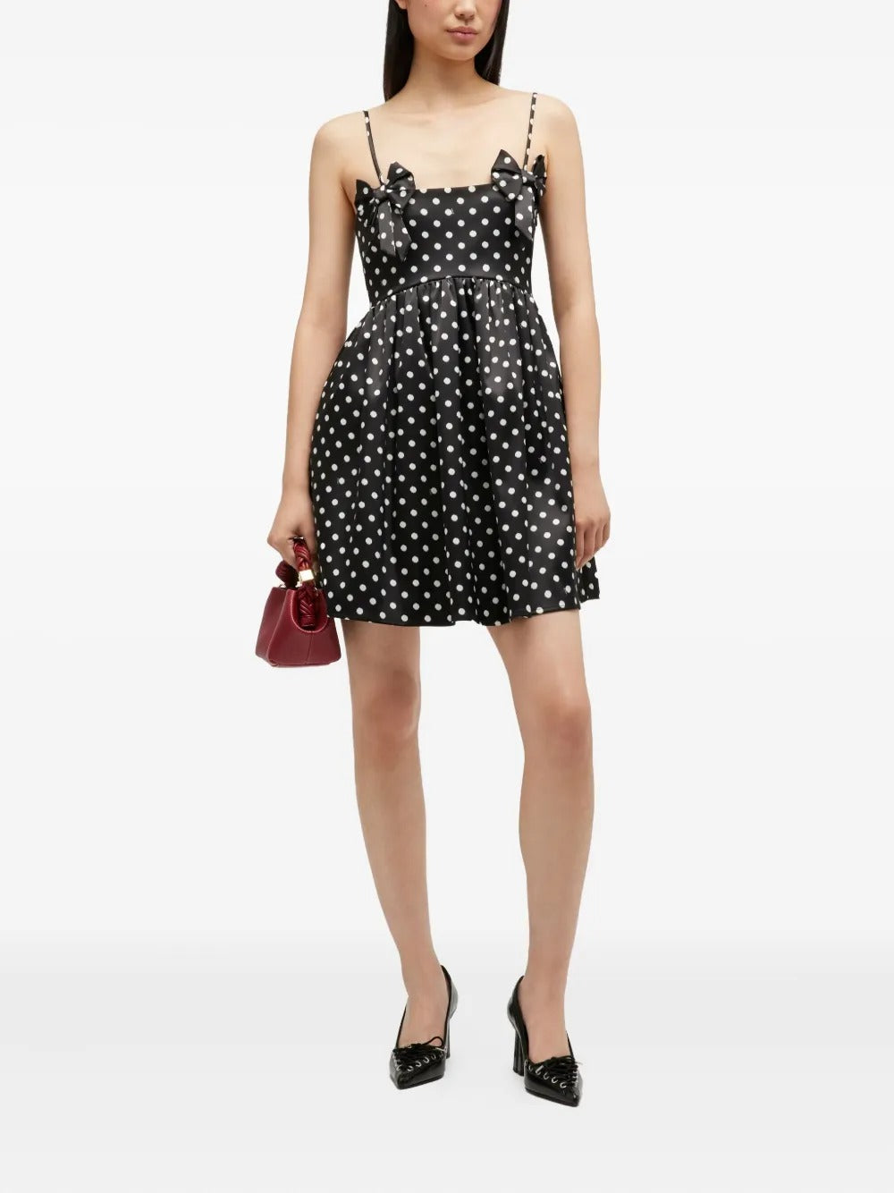 ganni satin mini dress GANNI duchesse-satin Mini Dress | Black