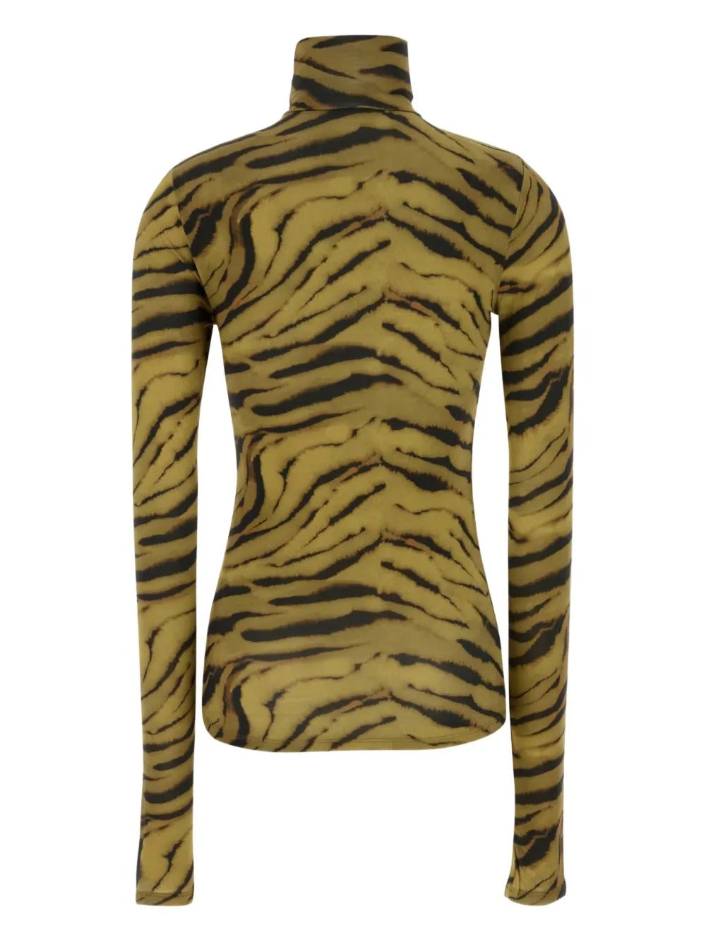 GANNI-Printed Shiny Jersey Turtleneck-