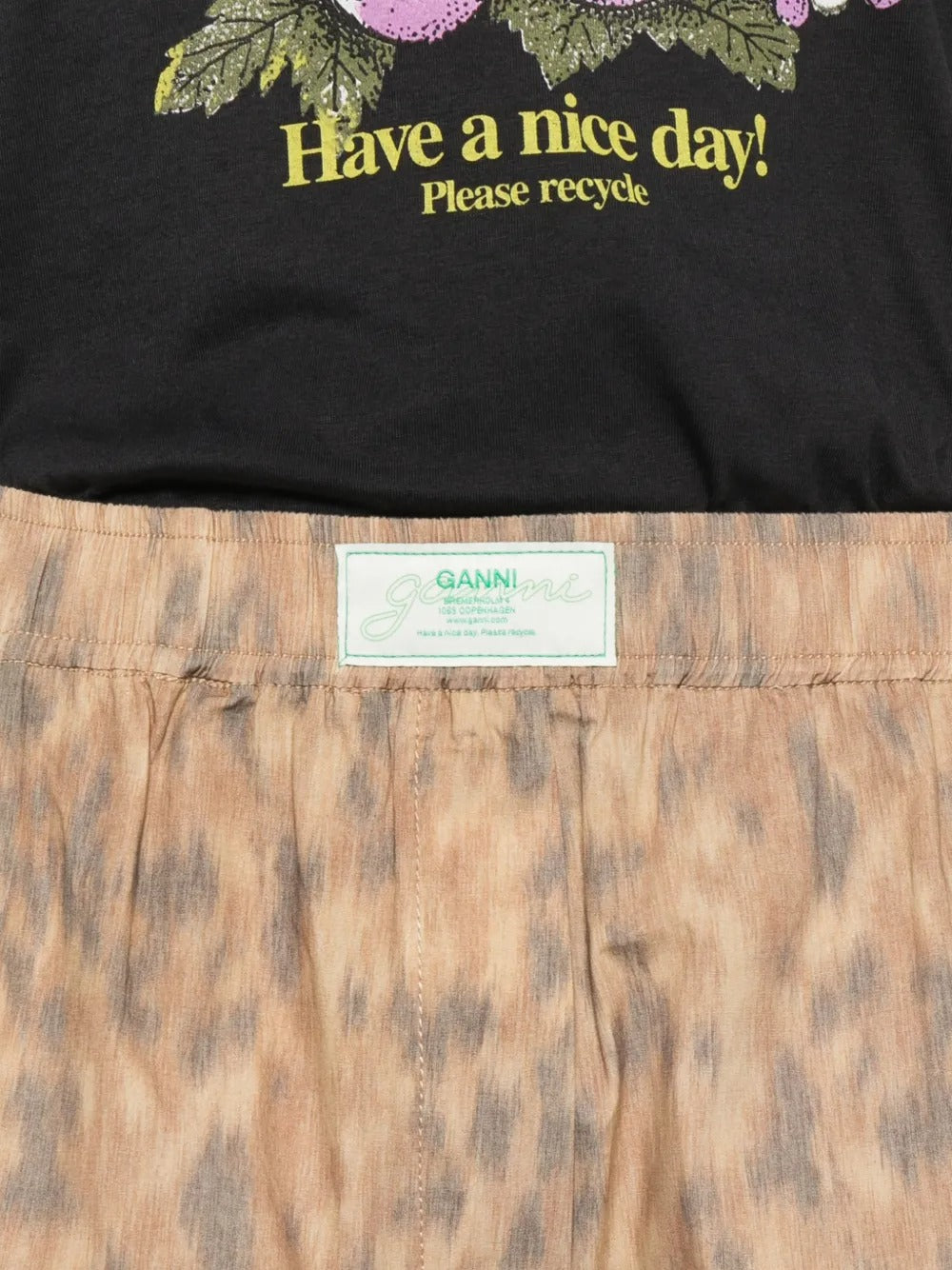 GANNI-Printed Stretch Cotton Elasticated Shorts-