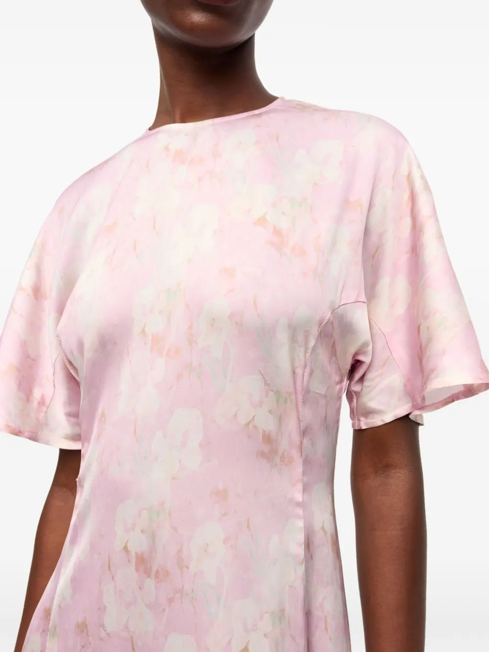 GANNI-Printed Stretch Satin Slit Long Dress-