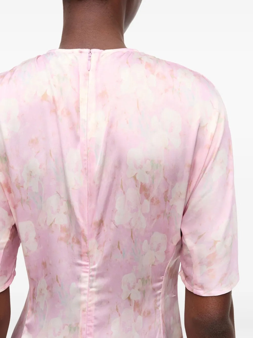 GANNI-Printed Stretch Satin Slit Long Dress-