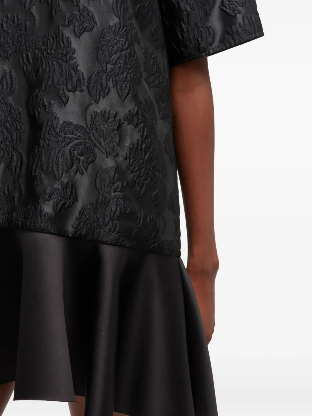 GANNI-Satin Cloque Mini V-neck Dress-