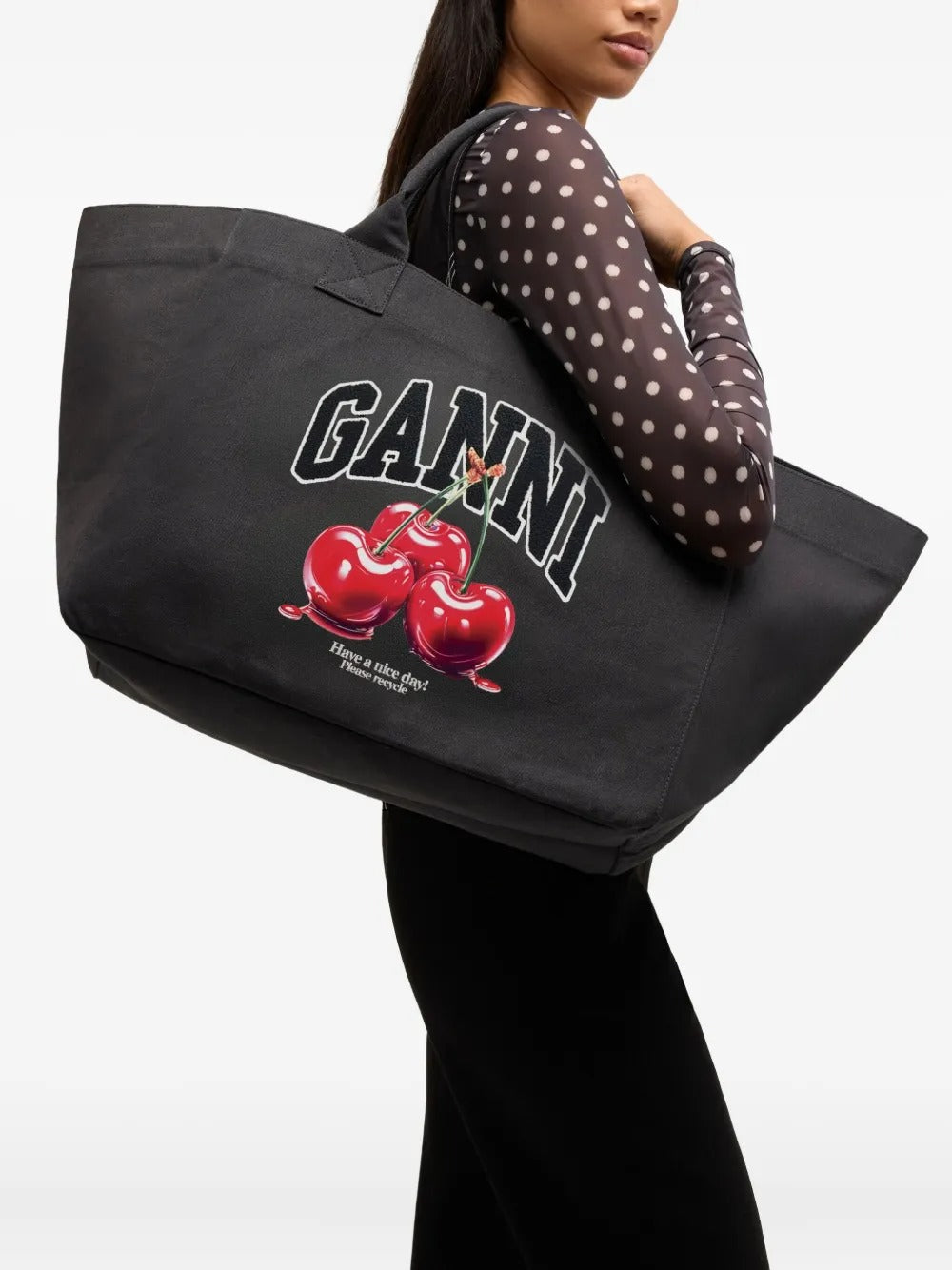 GANNI-Shopper XXL Cherry Printed-