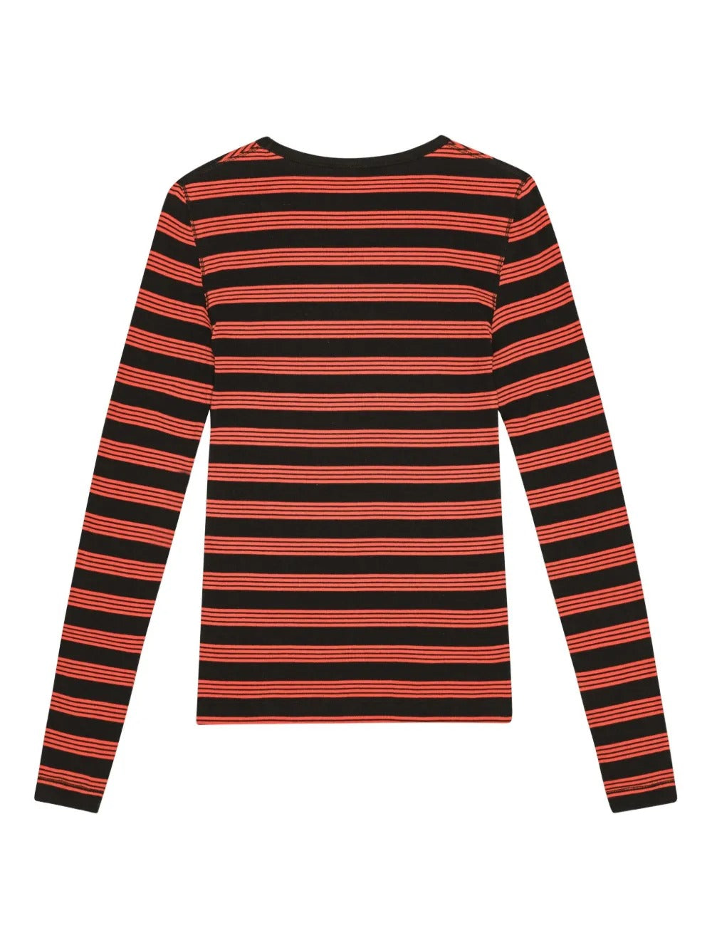 GANNI-Soft Cotton Rib Striped Long Sleeve-