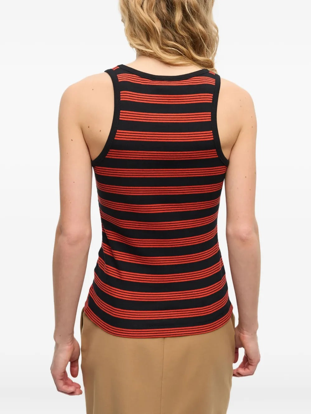 GANNI-Soft Cotton Rib Striped Tank Top-T4219 847 Dope GANNI-Soft Cotton Rib Striped Tank Top-T4219 847 Dope