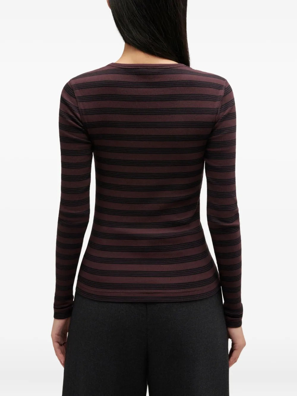 GANNI-Soft Cotton Stripe Rib Longsleeve-
