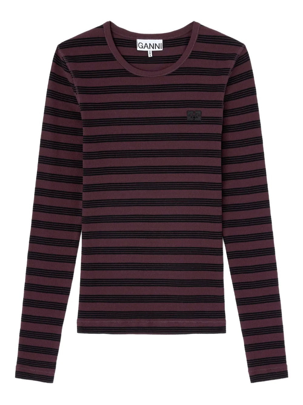 GANNI-Soft Cotton Stripe Rib Longsleeve-
