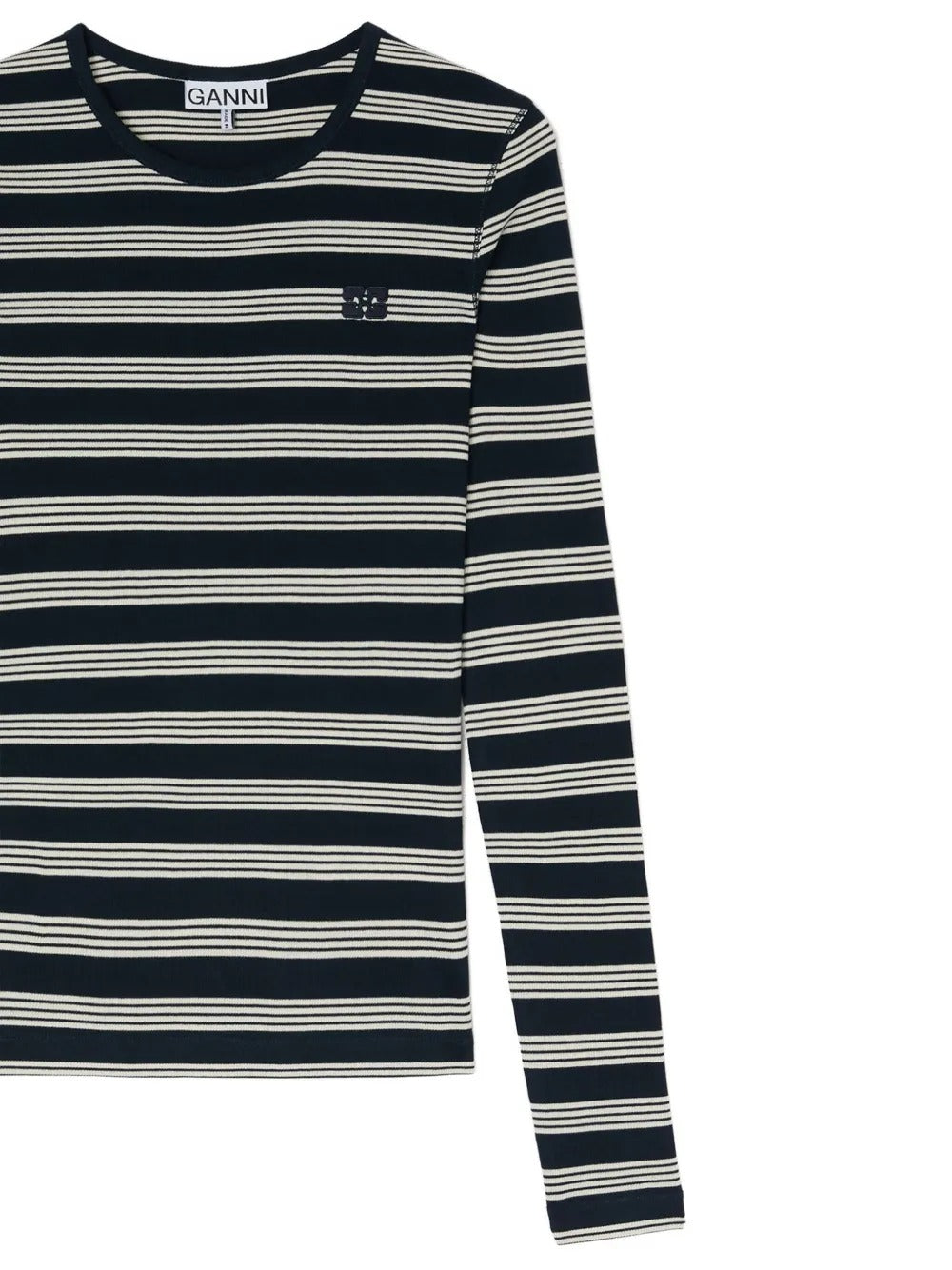 GANNI-Soft Cotton Stripe Rib Longsleeve-