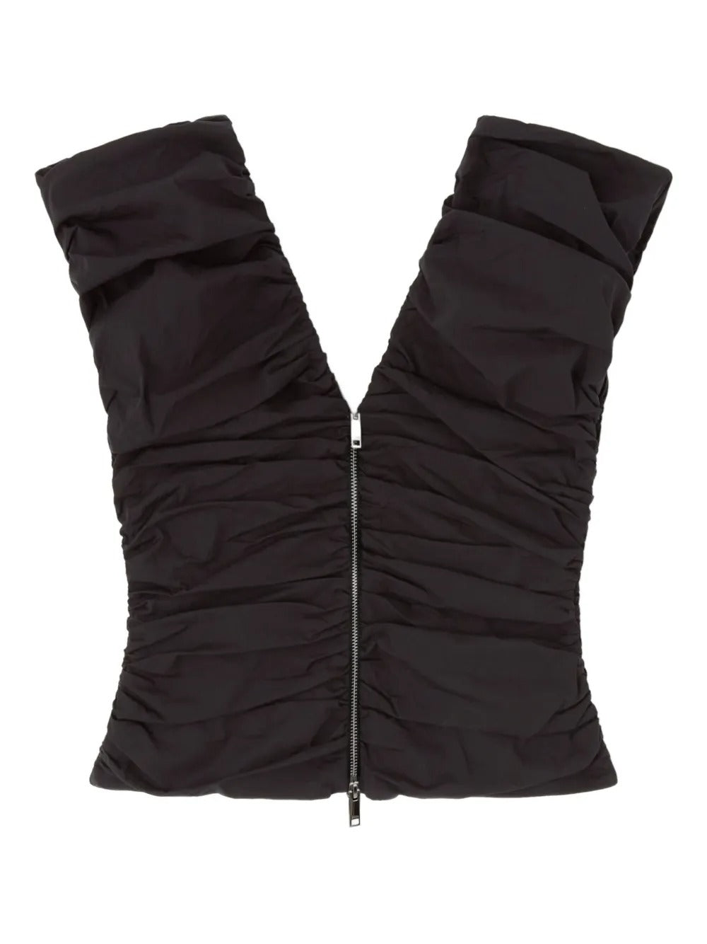 GANNI-Stretch Cotton Ruched Top-