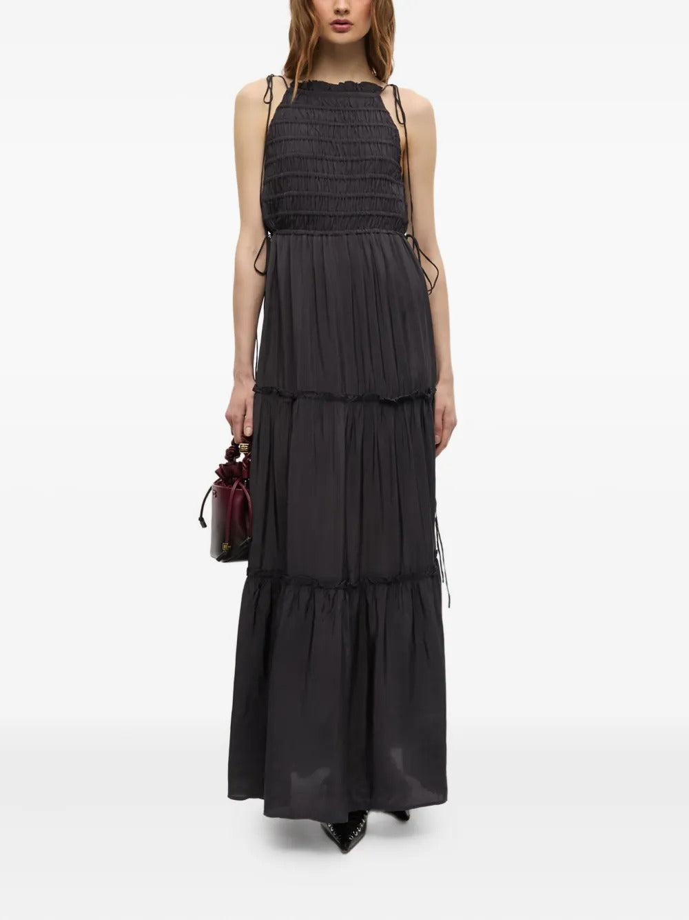 GANNI-Viscose Habotai Maxi Smock Slip Dress-