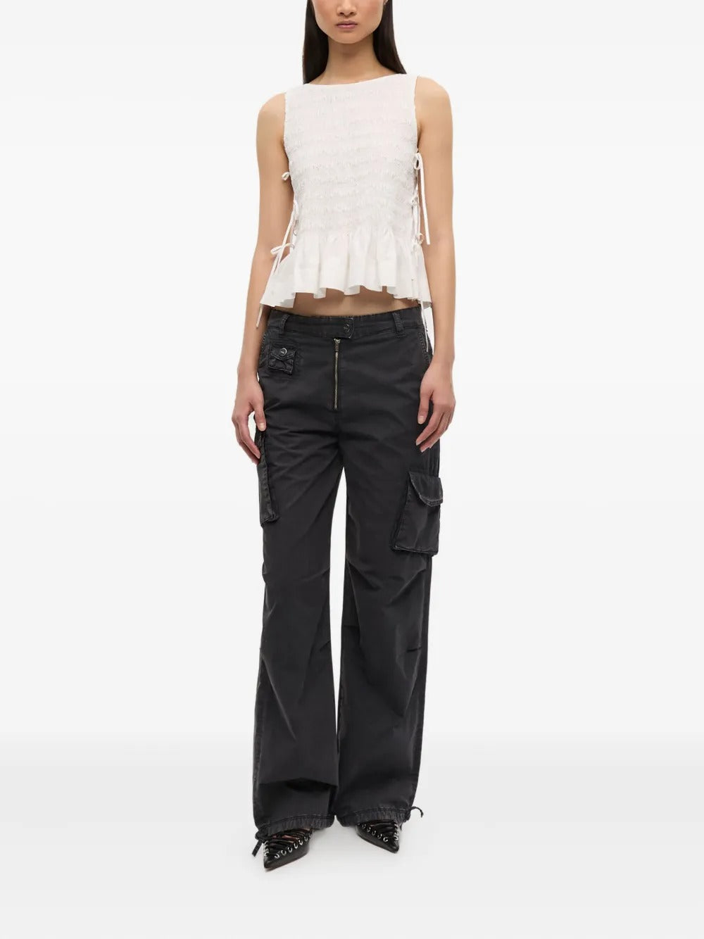 GANNI-Washed Cotton Twill Pants-