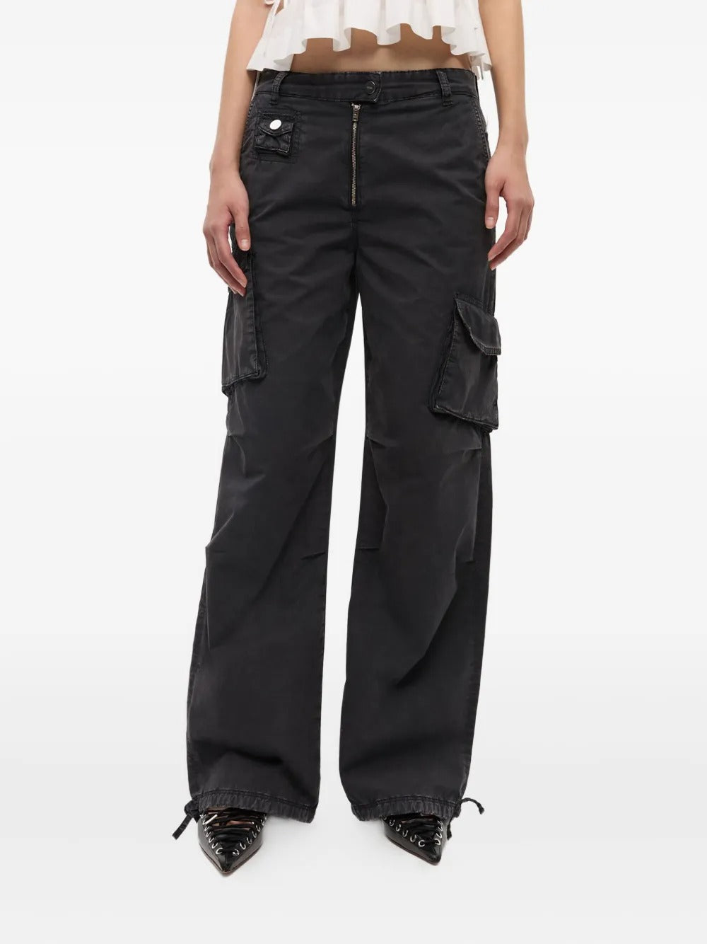 GANNI-Washed Cotton Twill Pants-