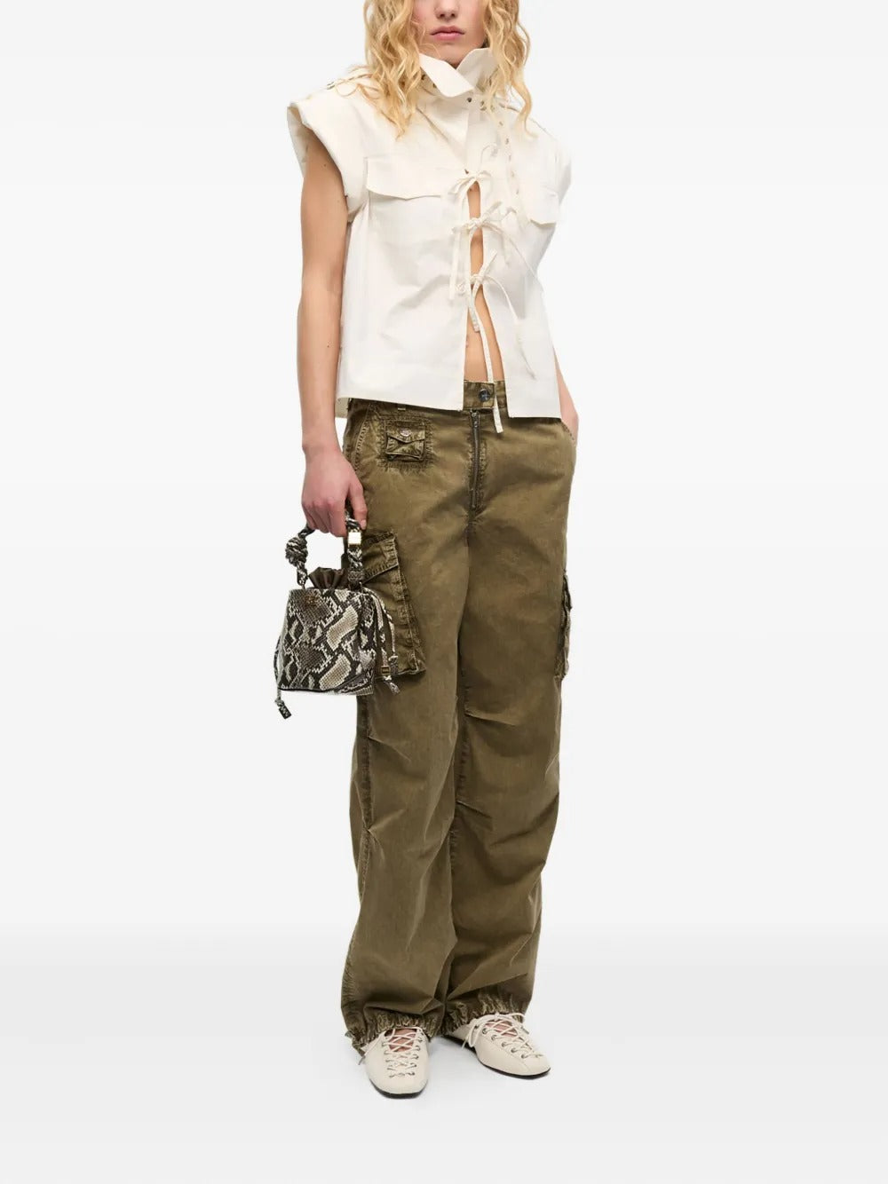 GANNI-Washed Cotton Twill Pants-