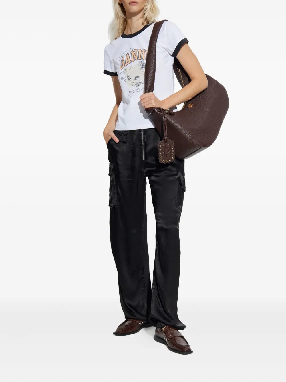 GANNI-Washed Satin Pants-