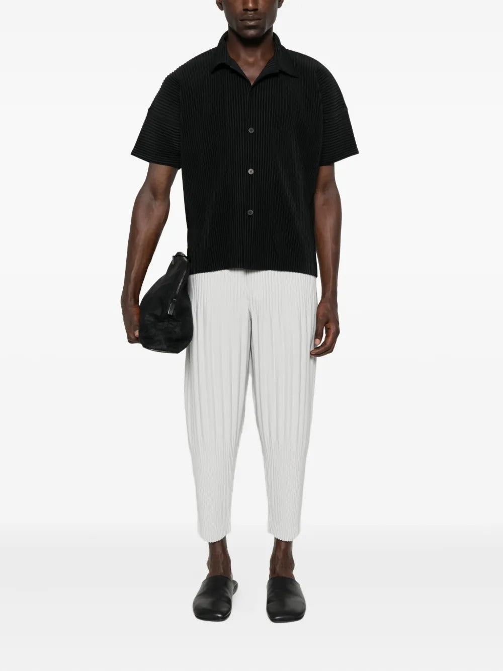 HOMME PLISSÉ ISSEY MIYAKE-pleated short-sleeve shirt-