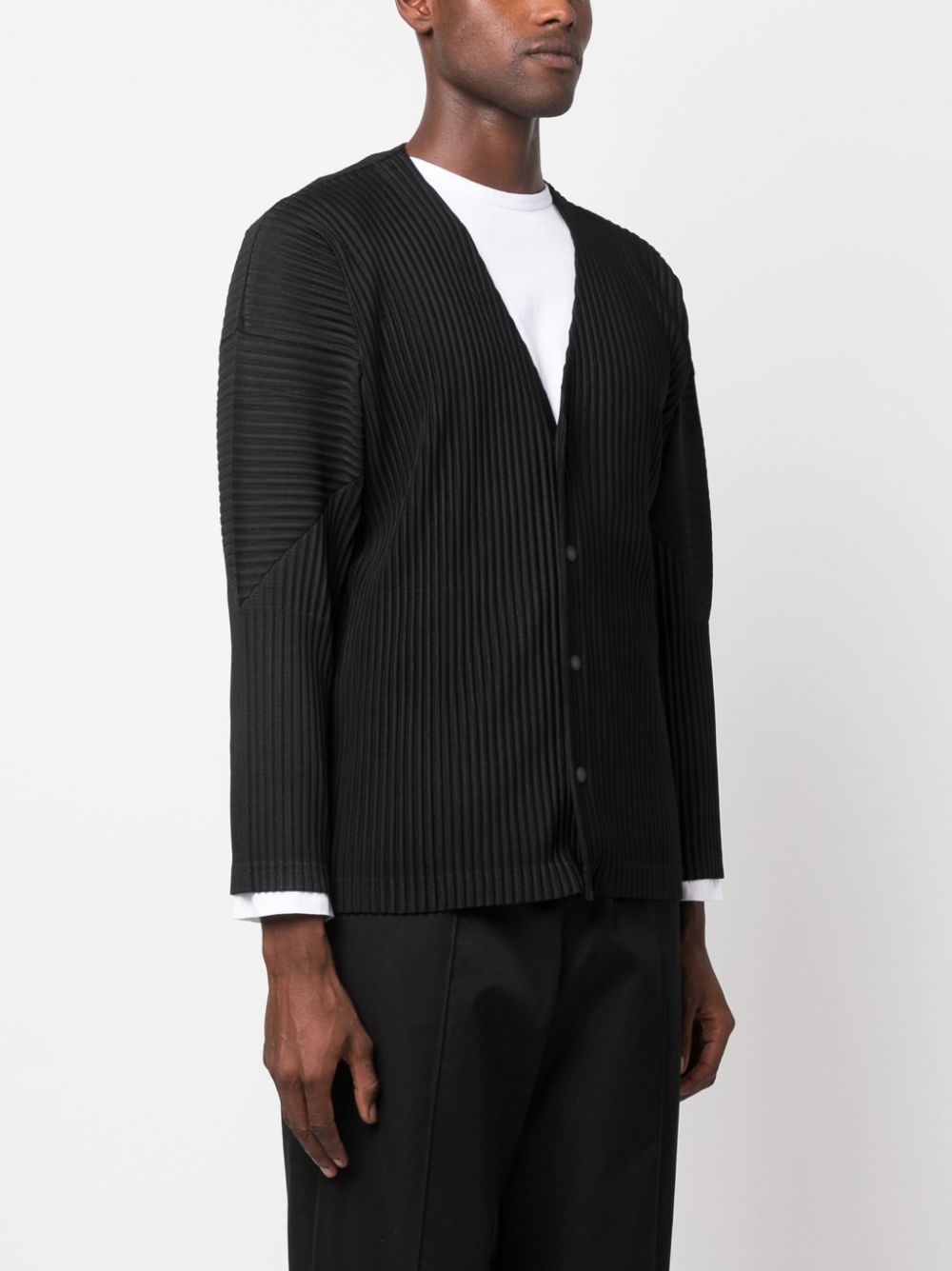 HOMME PLISSÉ ISSEY MIYAKE-V-Neck Ribbed Blazer-