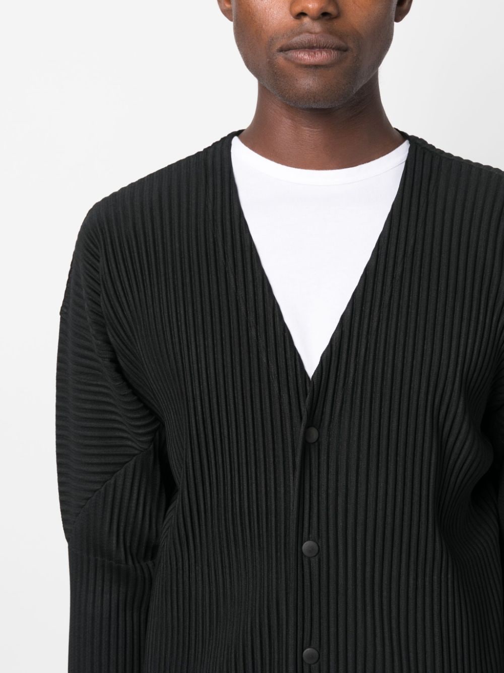 HOMME PLISSÉ ISSEY MIYAKE-V-Neck Ribbed Blazer-