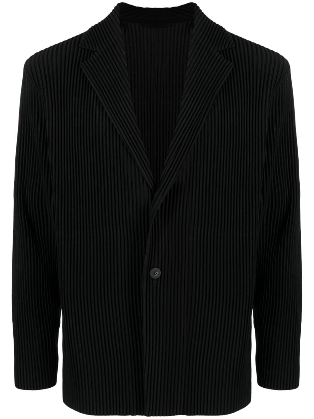 HOMME PLISSÉ ISSEY MIYAKE-V-Neck Single-Breasted Blazer-