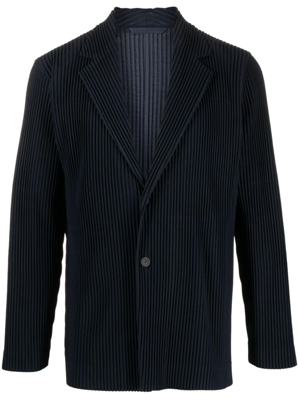 HOMME PLISSÉ ISSEY MIYAKE-V-Neck Single-Breasted Blazer-