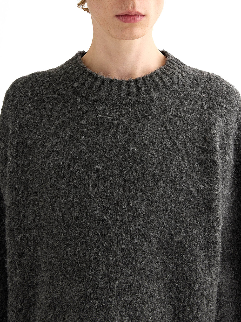 JIL SANDER-LS CN SWEATER W/ FRAYED EDGE-