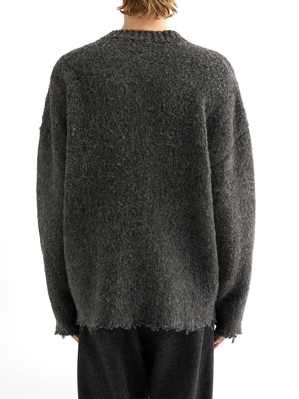 JIL SANDER-LS CN SWEATER W/ FRAYED EDGE-