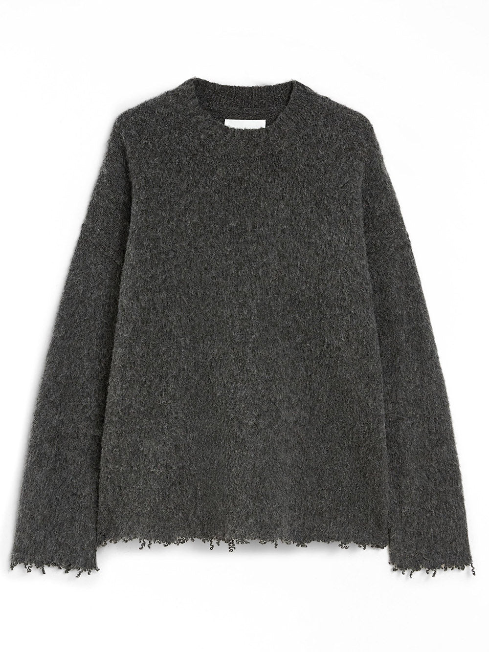 JIL SANDER-LS CN SWEATER W/ FRAYED EDGE-