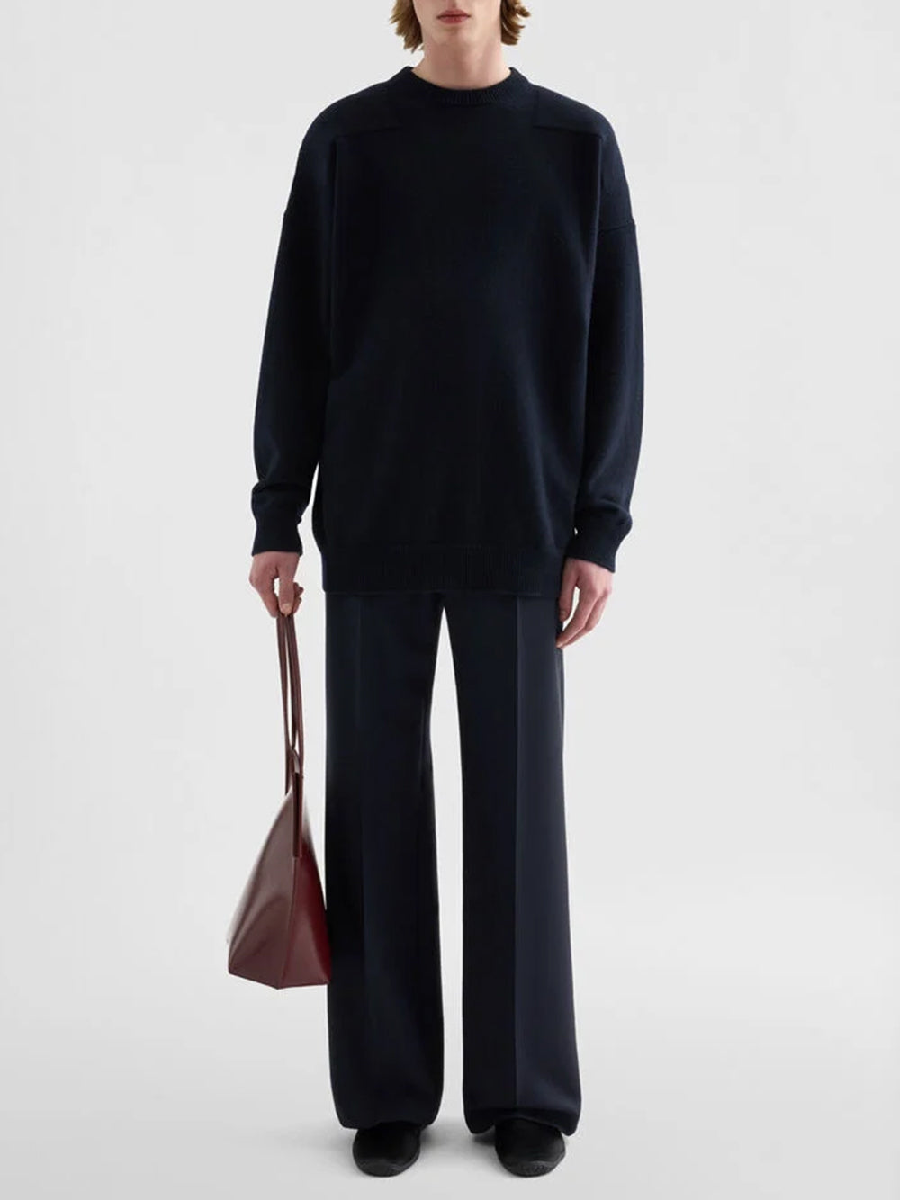 JIL SANDER-Crew neck sweater in wool blend-