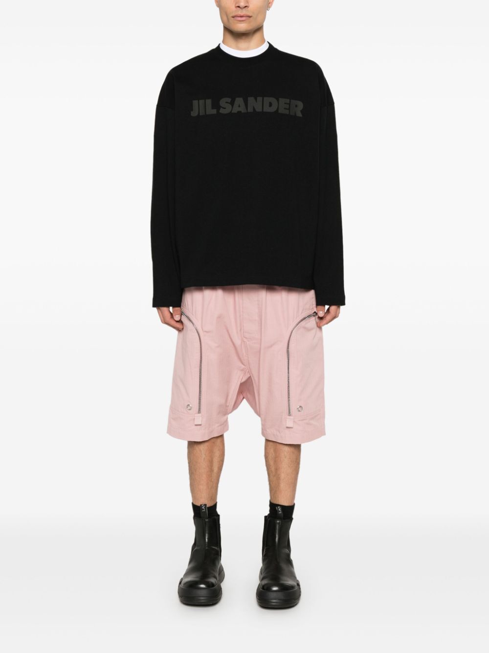 JIL SANDER-LOGO COTTON LONG SLEEVE T-SHIRT-