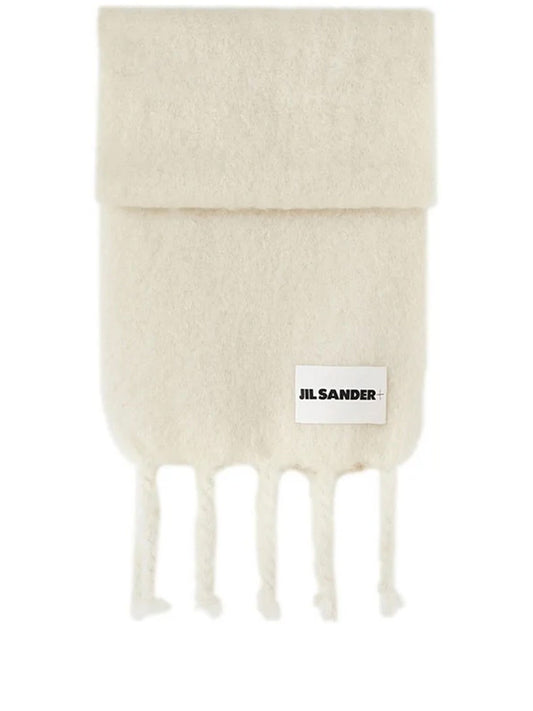 JIL SANDER-logo-patch chunky-knit scarf-
