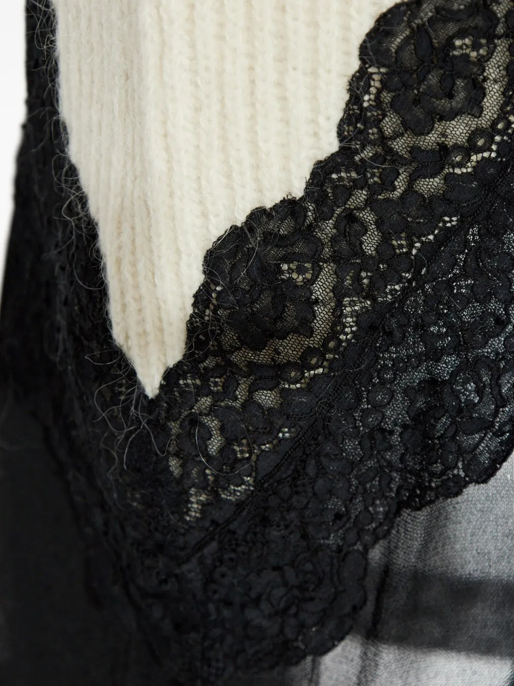 JIL SANDER-LS CN KNIT DRESS WITH LACE TRIM-