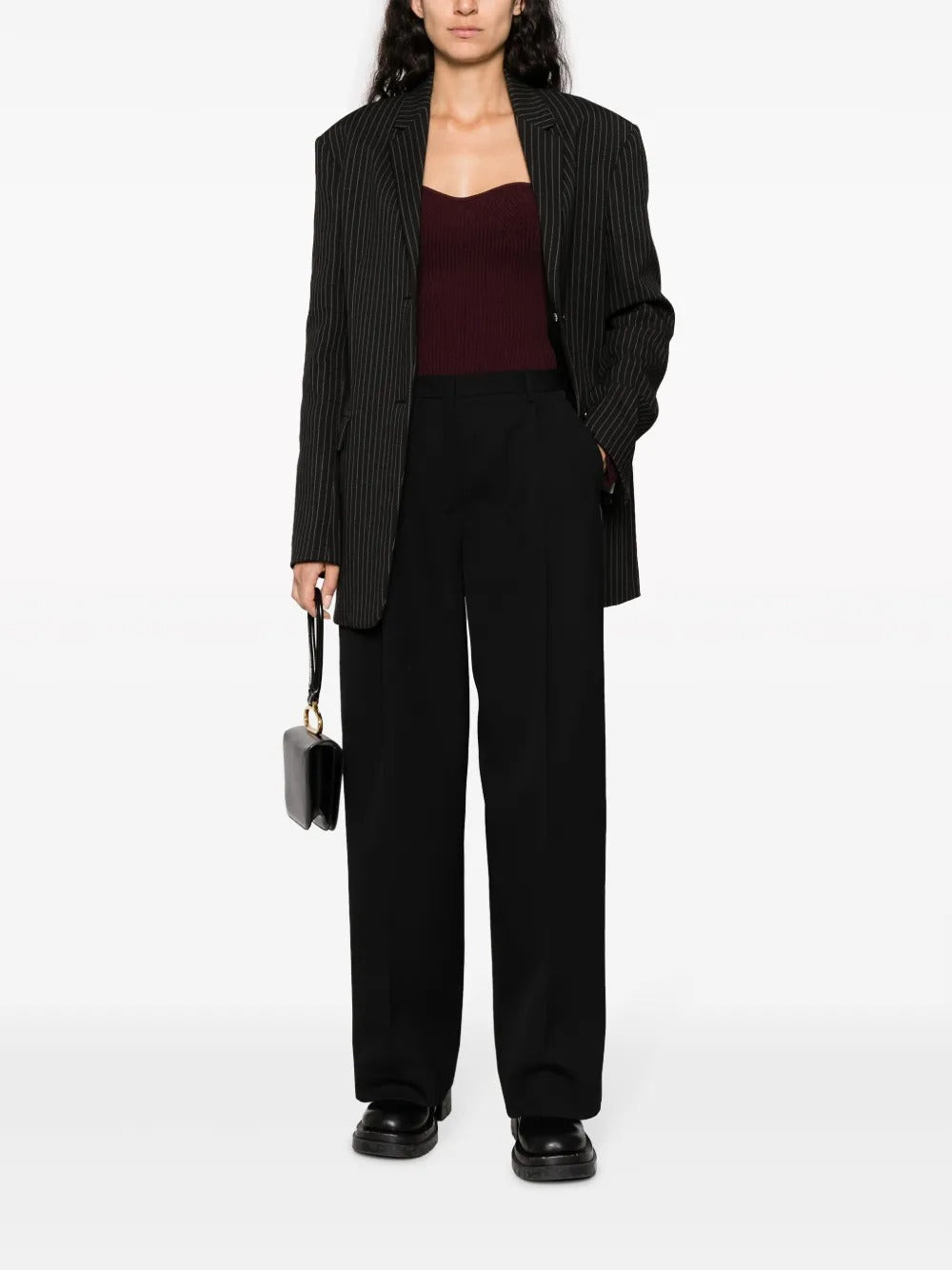 JIL SANDER-pleated cotton-wool tailored trousers-