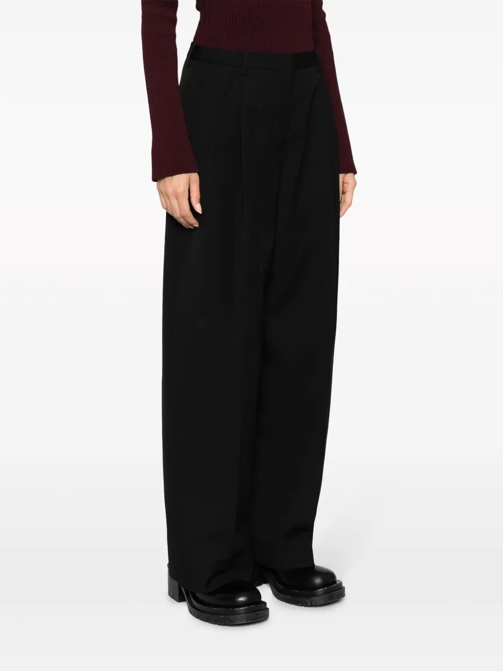 JIL SANDER-pleated cotton-wool tailored trousers-