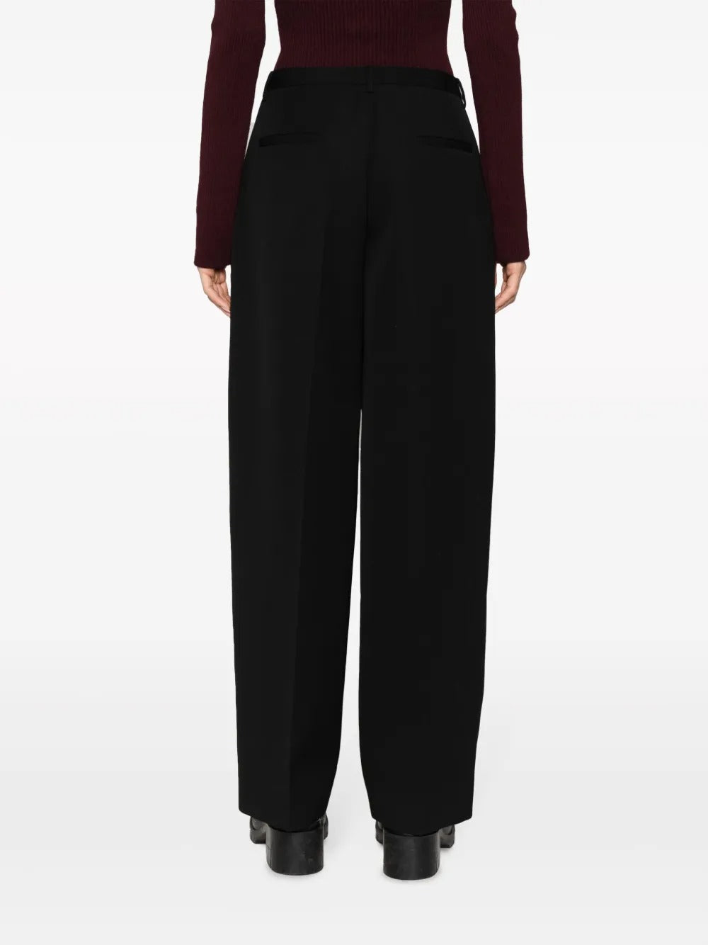 JIL SANDER-pleated cotton-wool tailored trousers-