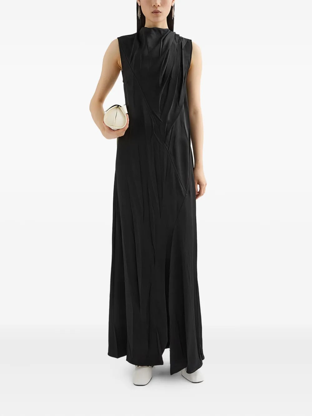 jil sander evening dresses RUFFLED SILK BLEND DRESS - Jil Sander