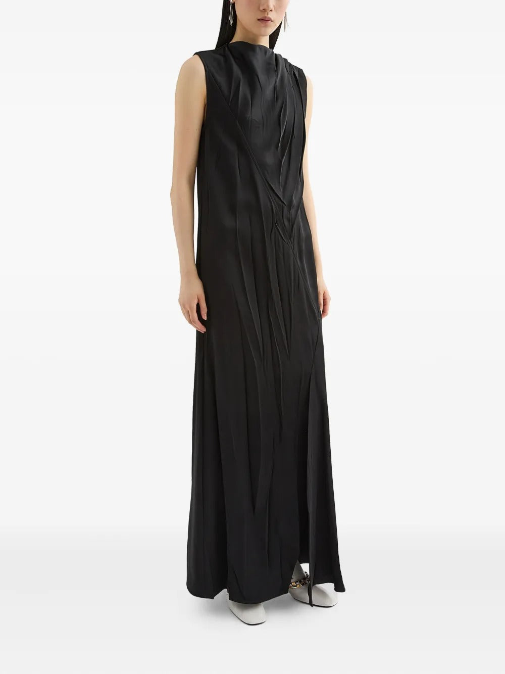 jil sander long dress Jil Sander Zip Front Vestito Dress in Black