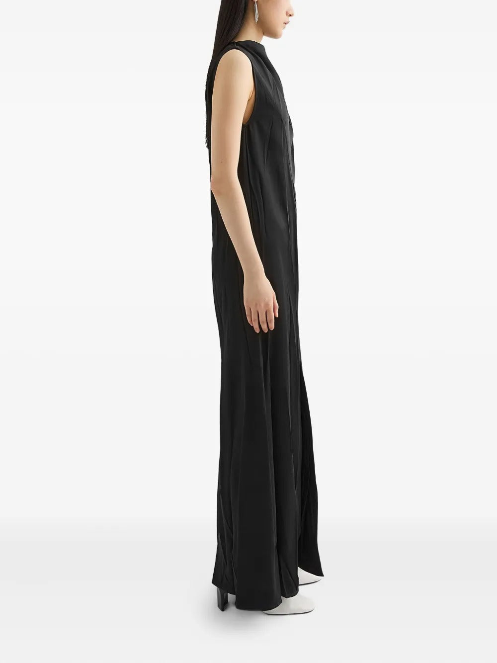 jil sander long dress Jil Sander Zip Front Vestito Dress in Black