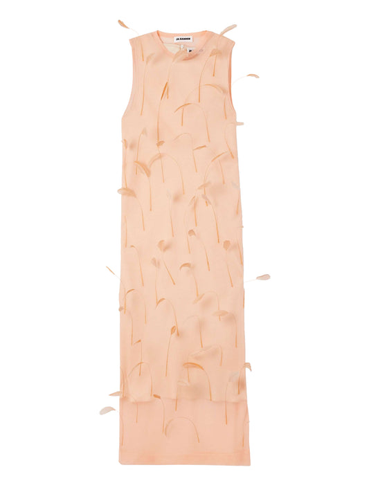 JIL SANDER-silk dress with FEATHERS-