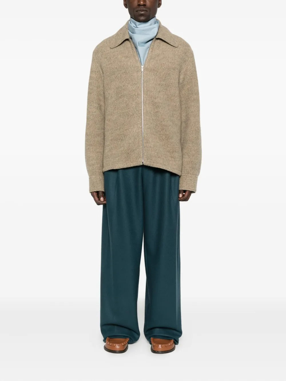 JIL SANDER-zip-fastening collared wool jacket-