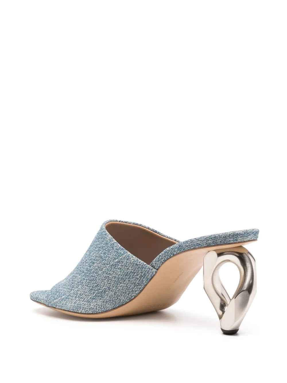 JW ANDERSON-CHAIN HEEL OPEN MULE - BRUSHED SILVER CHAIN-