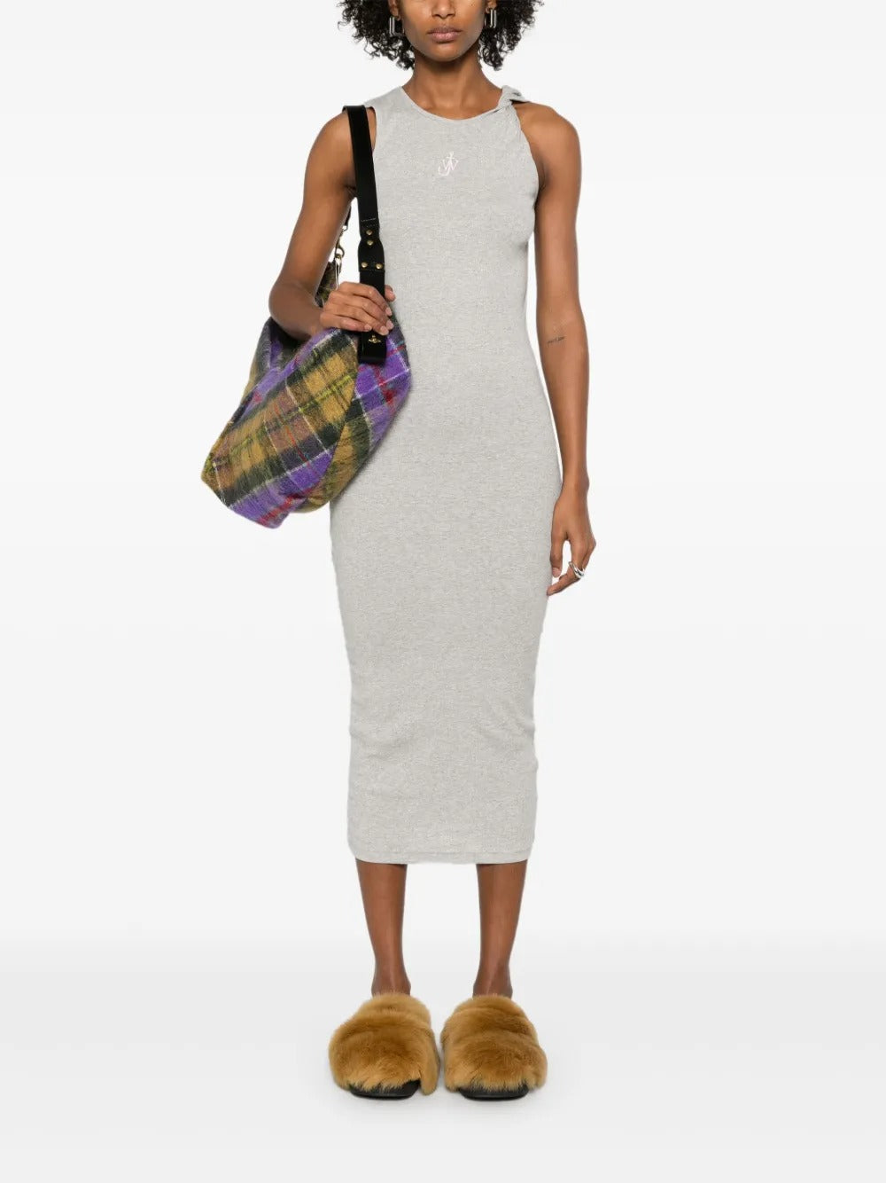 JW ANDERSON-ANCHOR EMBROIDERY TWISTED STRAP DRESS-