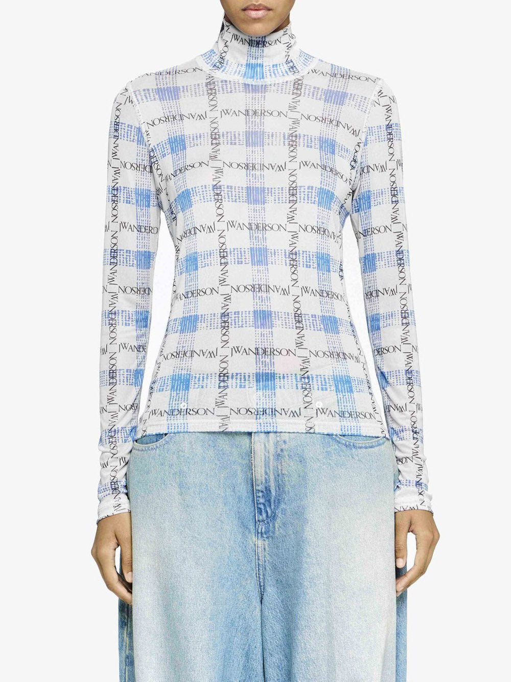JW ANDERSON-LOGO GRID CHECK PRINT TOP-