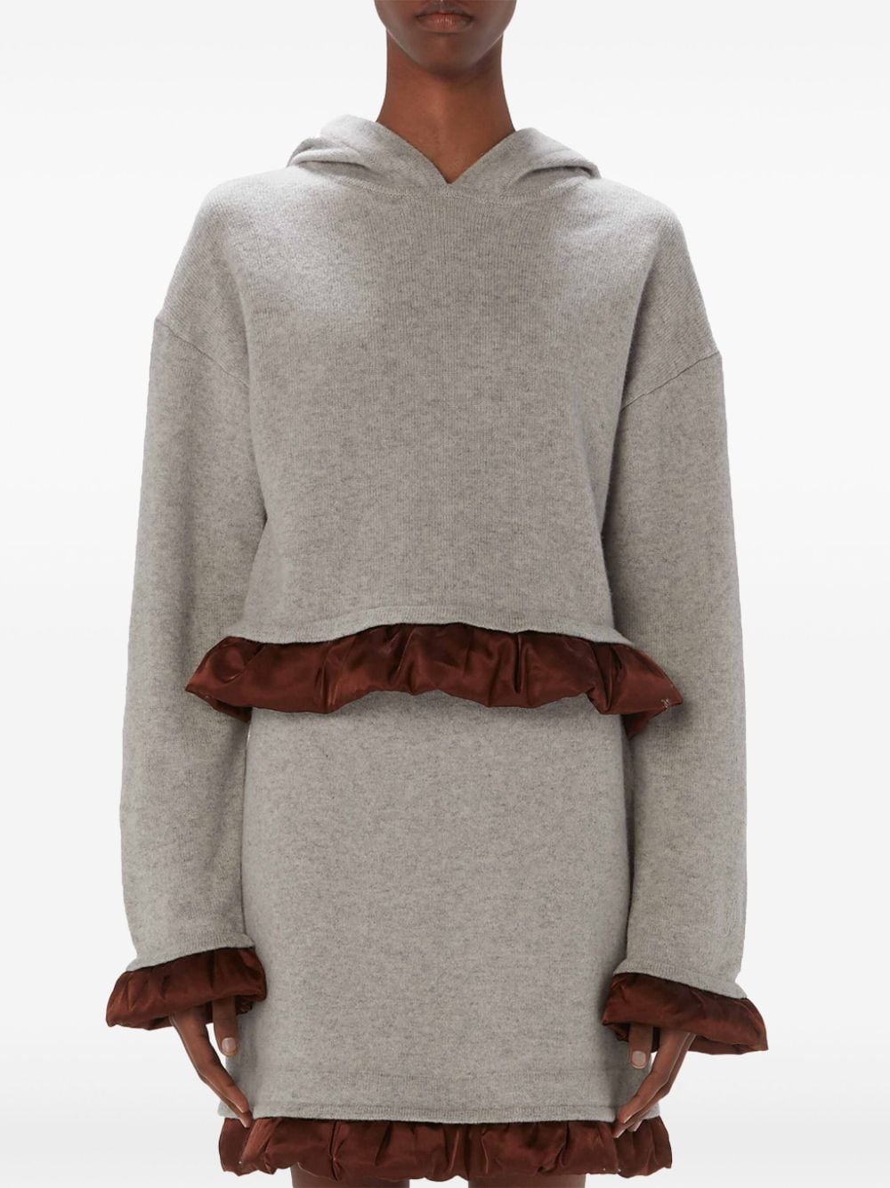 JW ANDERSON-SATIN TRIMMED HOODIE-