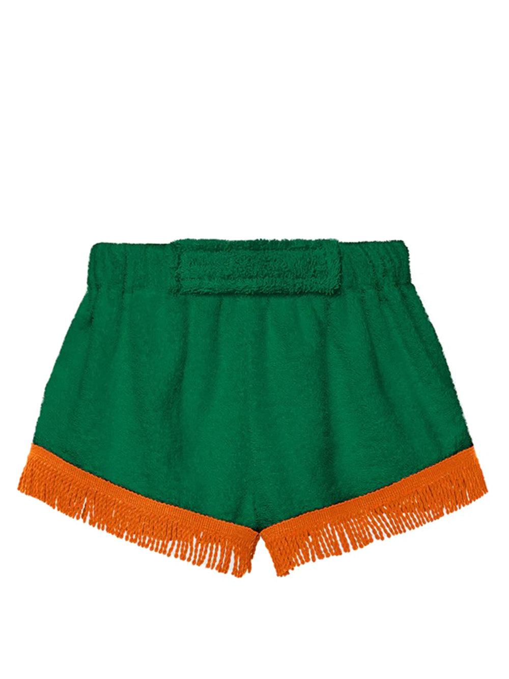 LA VESTE-WILD SUMMER PANTS-WILD SUMMER PANTS GREEN WITH ORGANGE FRINGES