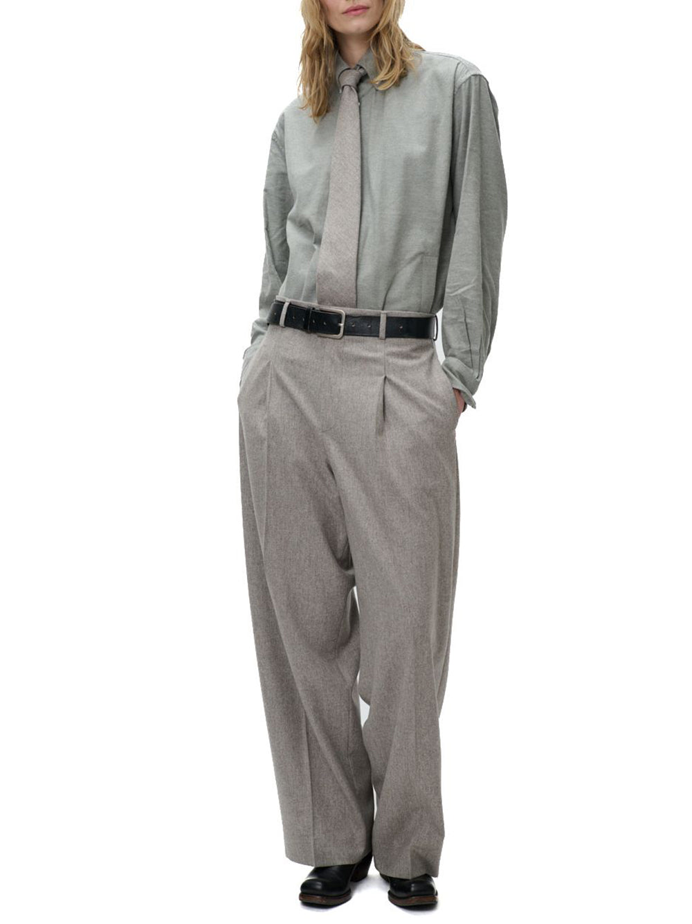 BEIGE FLANNEL TROUSERS